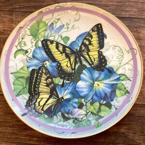 Decorative Plate, Rare Paul Sweany 80s /butterfly Blue